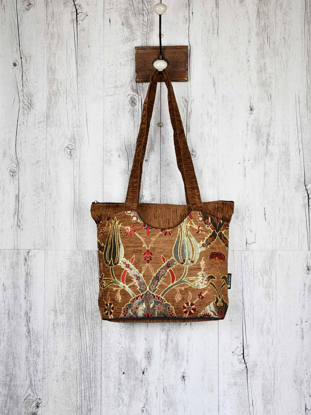 Turkish Handbag Tote Flower Brown Textile Sydney Grand Bazaar 