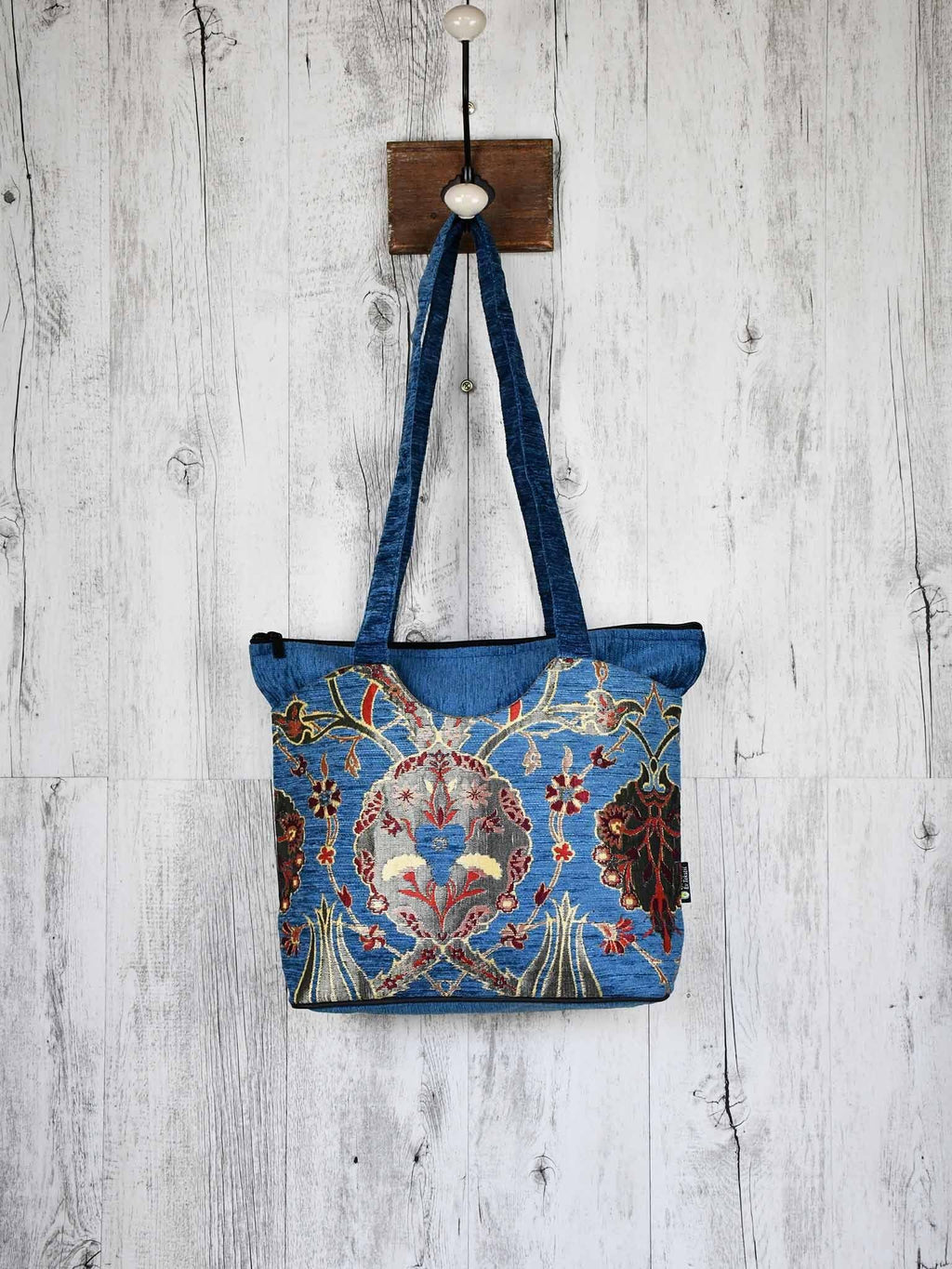 Turkish Handbag Tote Flower Light Blue Textile Sydney Grand Bazaar 