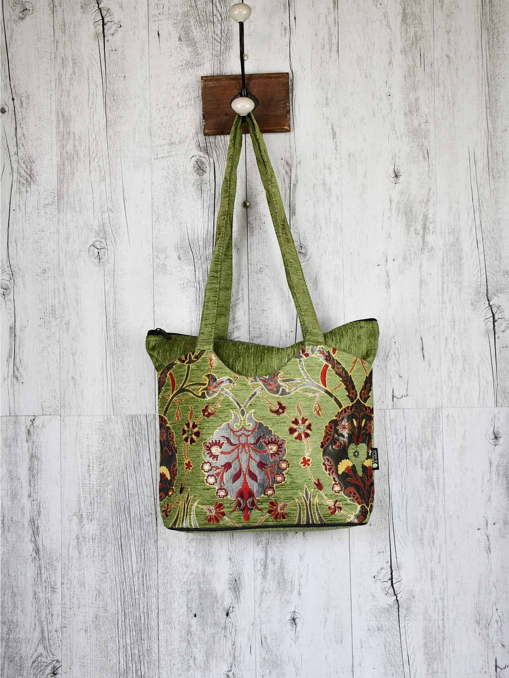 Turkish Handbag Tote Flower Light Green Textile Sydney Grand Bazaar 