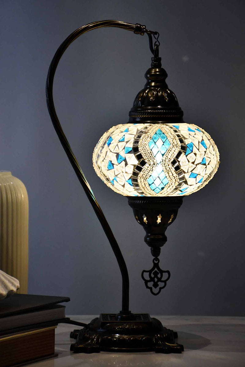 Turkish Lamp Aqua White Diamond Lighting Sydney Grand Bazaar 