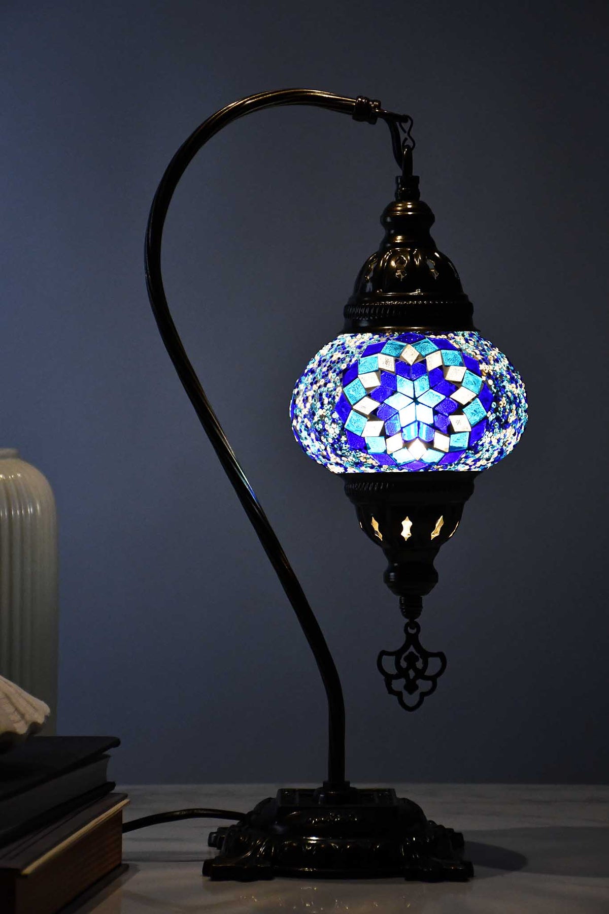 Turkish Lamp Hanging Beads Round Star Blue Lighting Sydney Grand Bazaar 