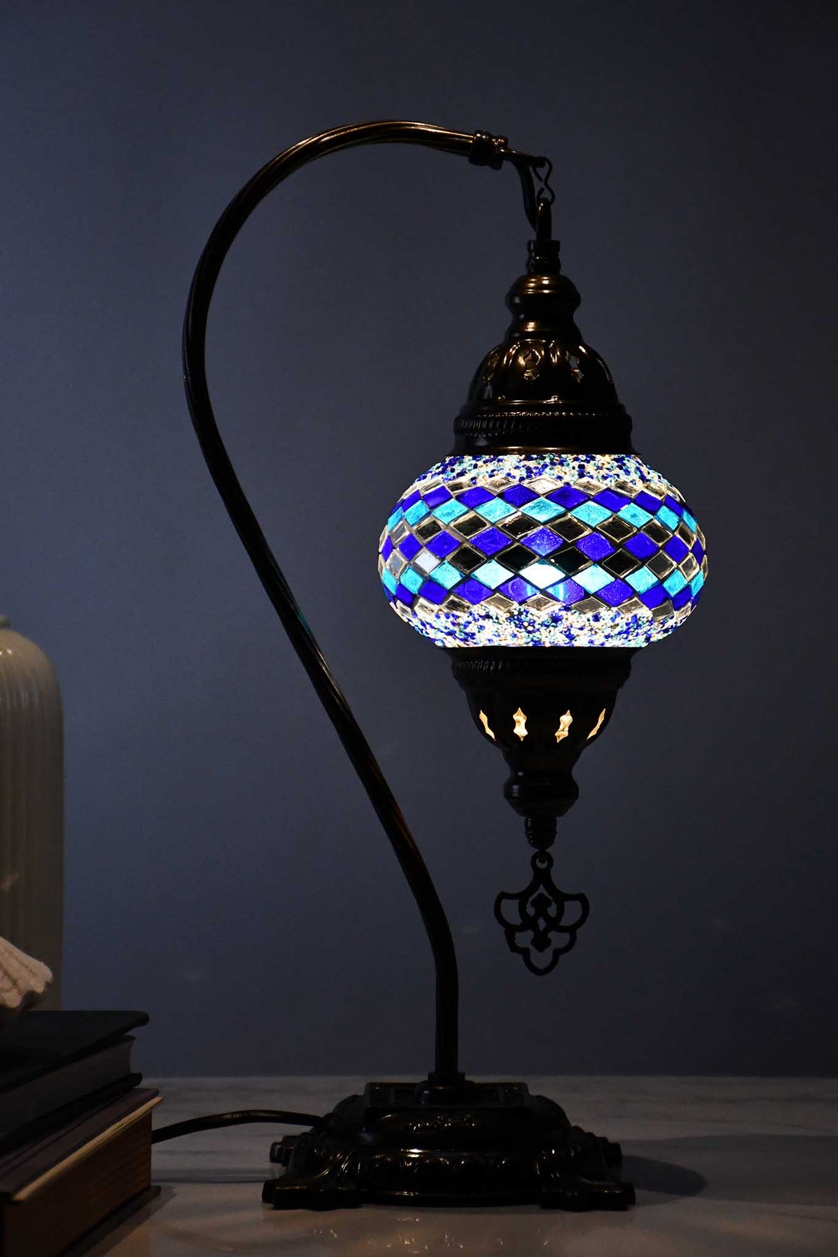 Turkish Lamp Hanging Beads Round Strip Blue Lighting Sydney Grand Bazaar 