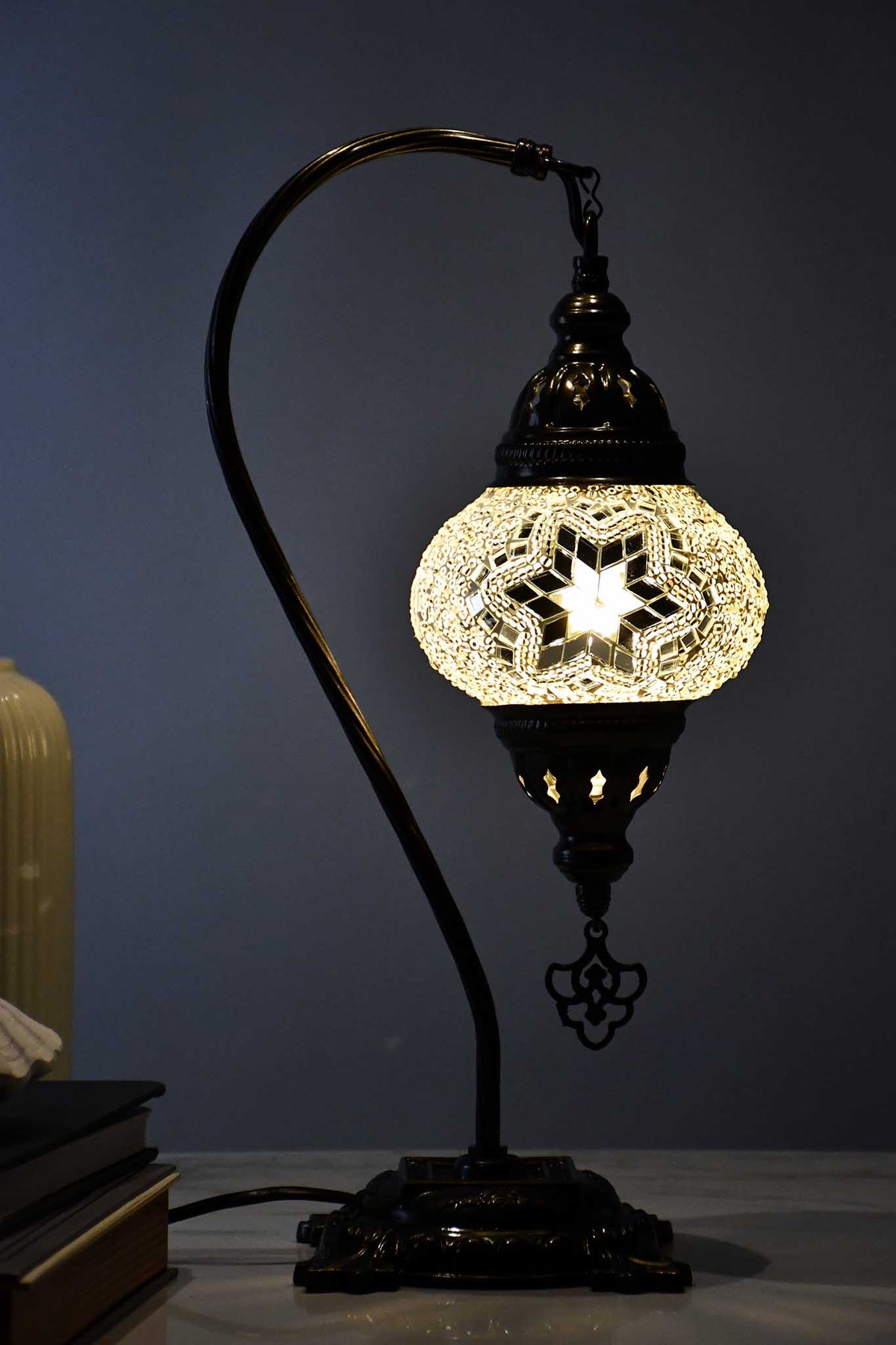Turkish Lamp Hanging Beads Star Clear White Lighting Sydney Grand Bazaar 