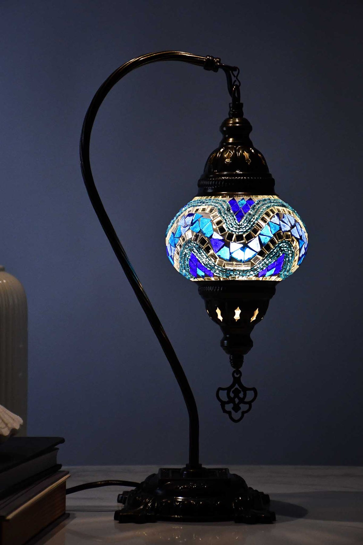 Turkish Lamp Hanging Beads Zigzag Blue Lighting Sydney Grand Bazaar 