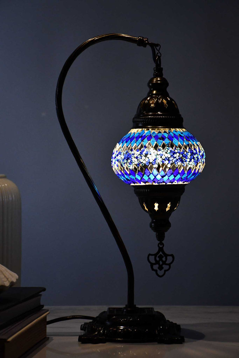 Turkish Lamp Hanging Aqua Star Beads
