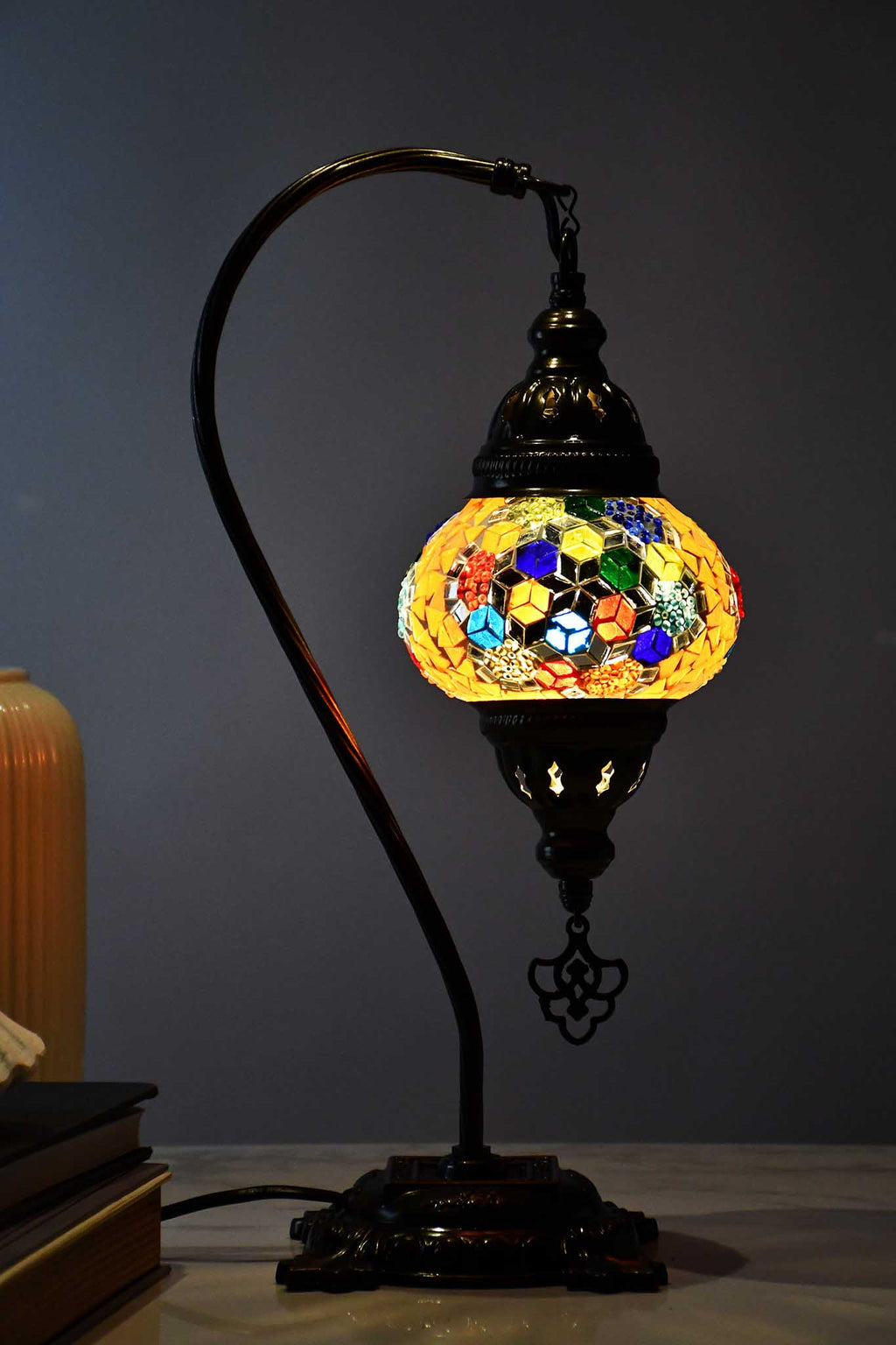 Turkish Lamp Hanging Mosaic Orange Flower Star Lighting Sydney Grand Bazaar 
