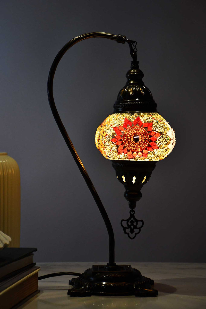Turkish Teapot Mosaic Lamp Star Beads Design Circle Red