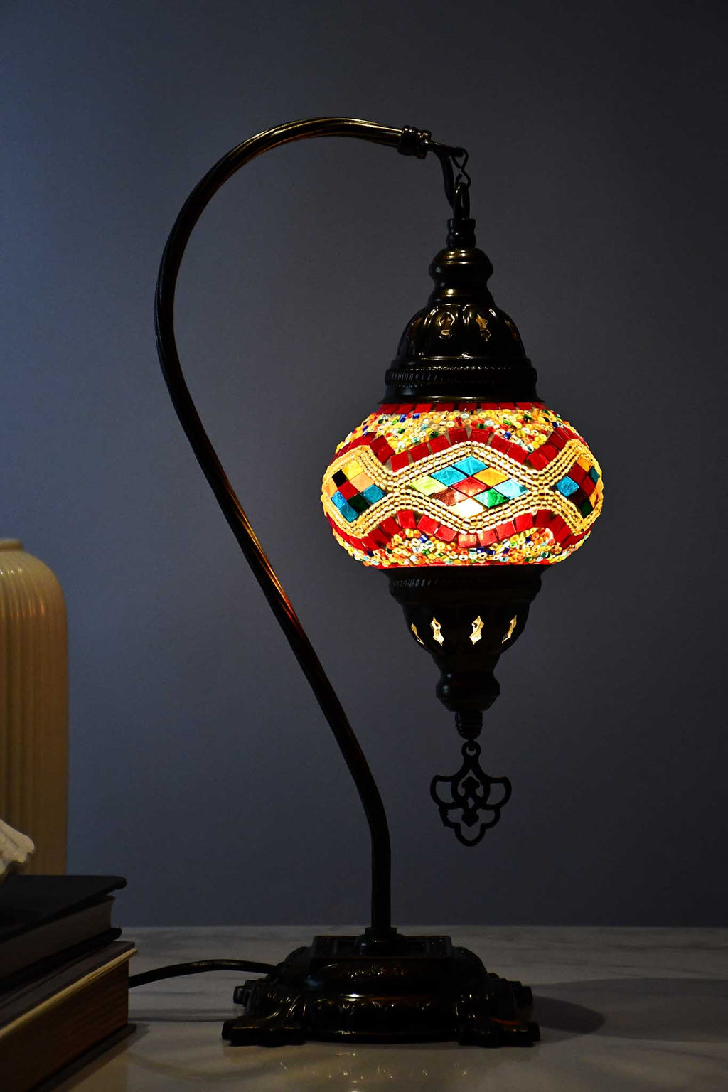 Turkish Lamp Hanging Multicoloured Golden Red Kilim Lighting Sydney Grand Bazaar 