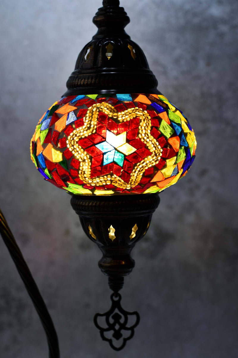 Turkish Lamp Hanging Multicoloured Red Gold Mosaic Lighting Sydney Grand Bazaar 