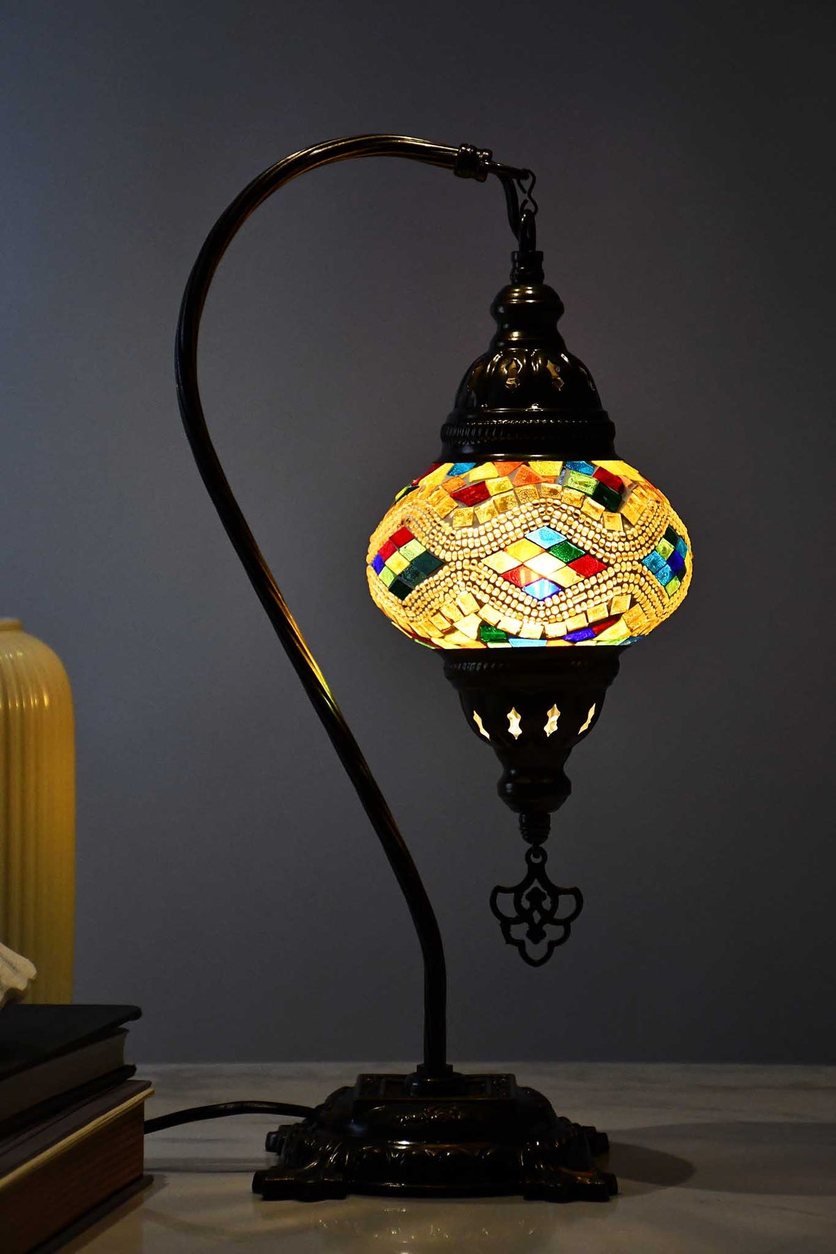 Turkish Lamp Hanging Multicoloured Yellow Kilim Lighting Sydney Grand Bazaar 