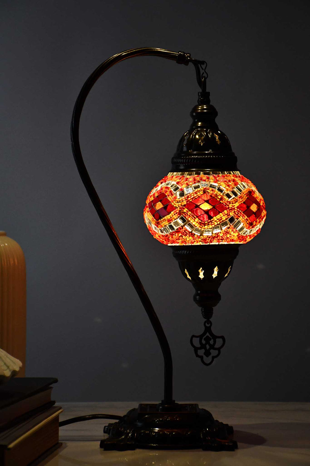Turkish Lamp Hanging Red Orange Kilim Beads Lighting Sydney Grand Bazaar 