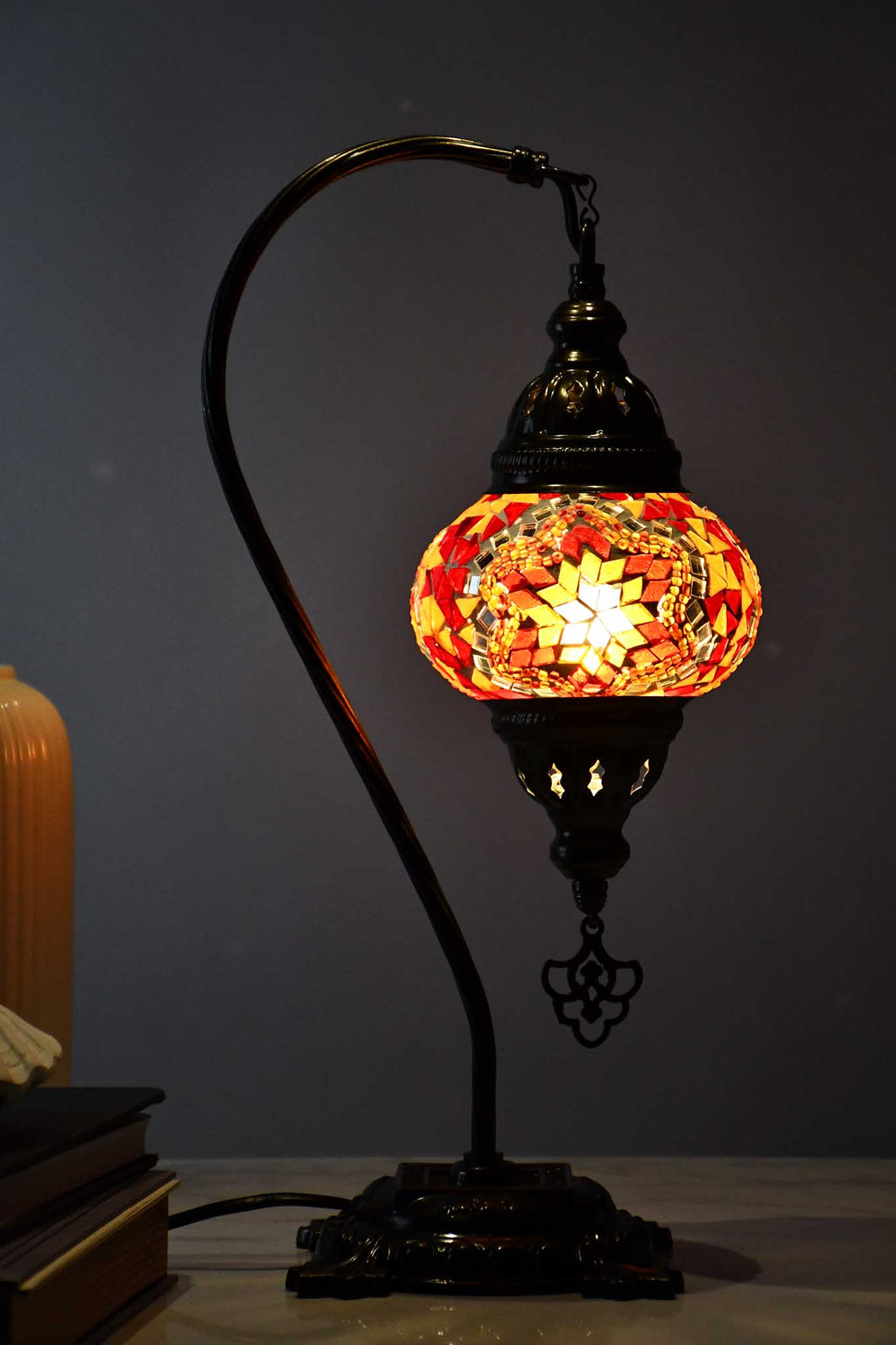 Turkish Lamp Hanging Red Orange Mosaic Star Lighting Sydney Grand Bazaar 