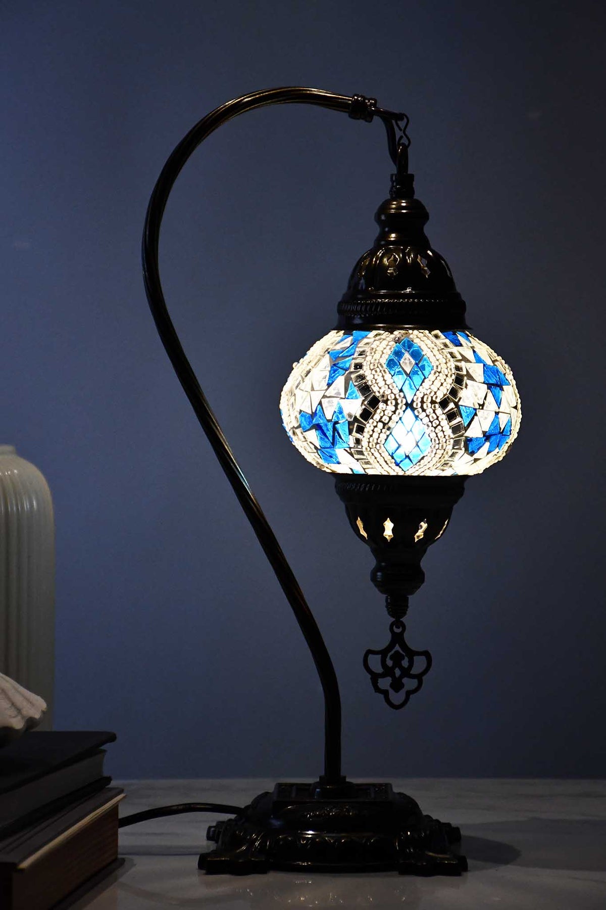 Turkish Lamp Hanging White Aqua Diamond Lighting Sydney Grand Bazaar 