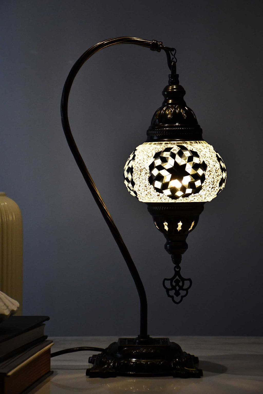 Turkish Lamp Hanging White Black Star Beads Lighting Sydney Grand Bazaar 