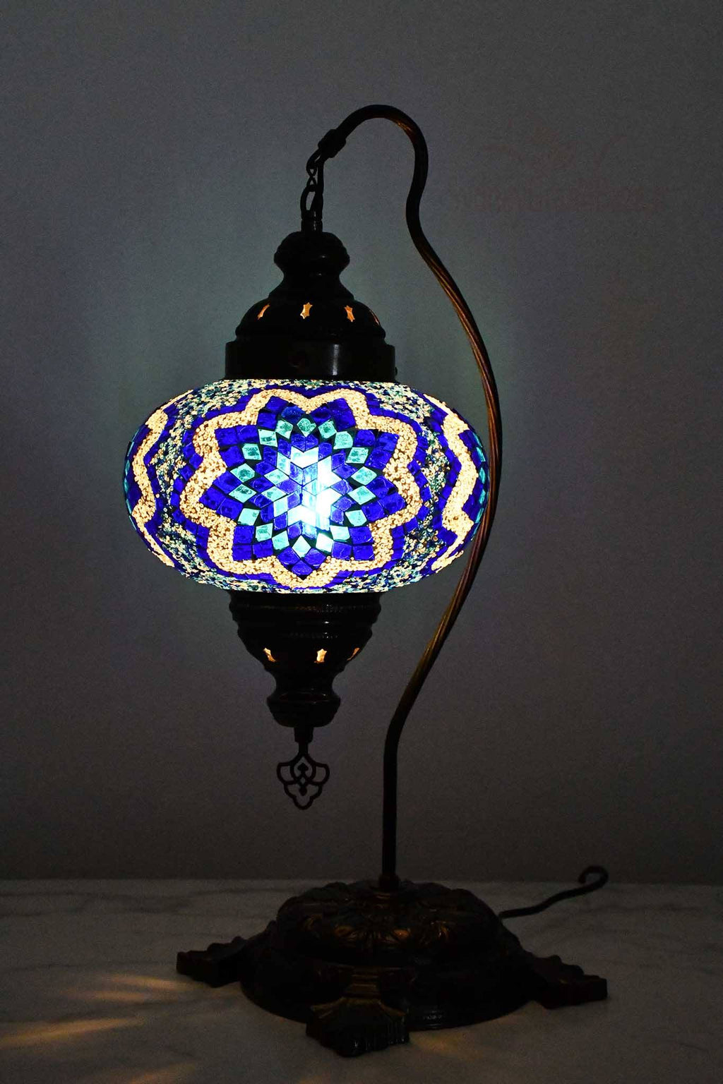 Turkish Lamp Large Blue Flower Design Lighting Sydney Grand Bazaar 