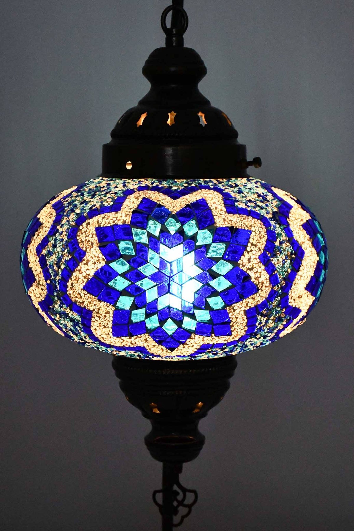 Turkish Lamp Large Blue Flower Design Lighting Sydney Grand Bazaar 