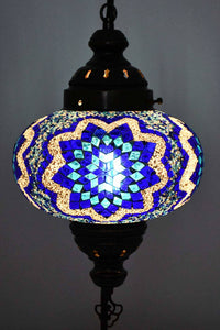 Turkish Lamp Large Blue Flower Design Lighting Sydney Grand Bazaar 