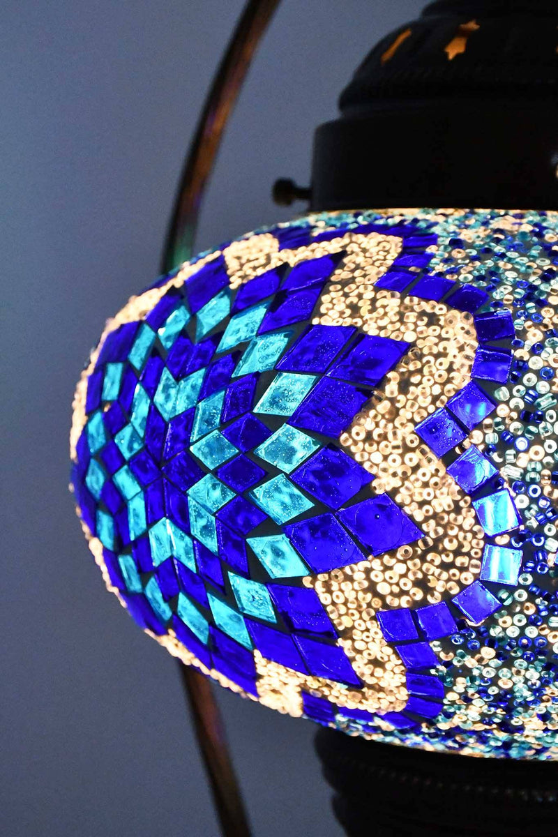 Turkish Lamp Large Blue Flower Design Lighting Sydney Grand Bazaar 