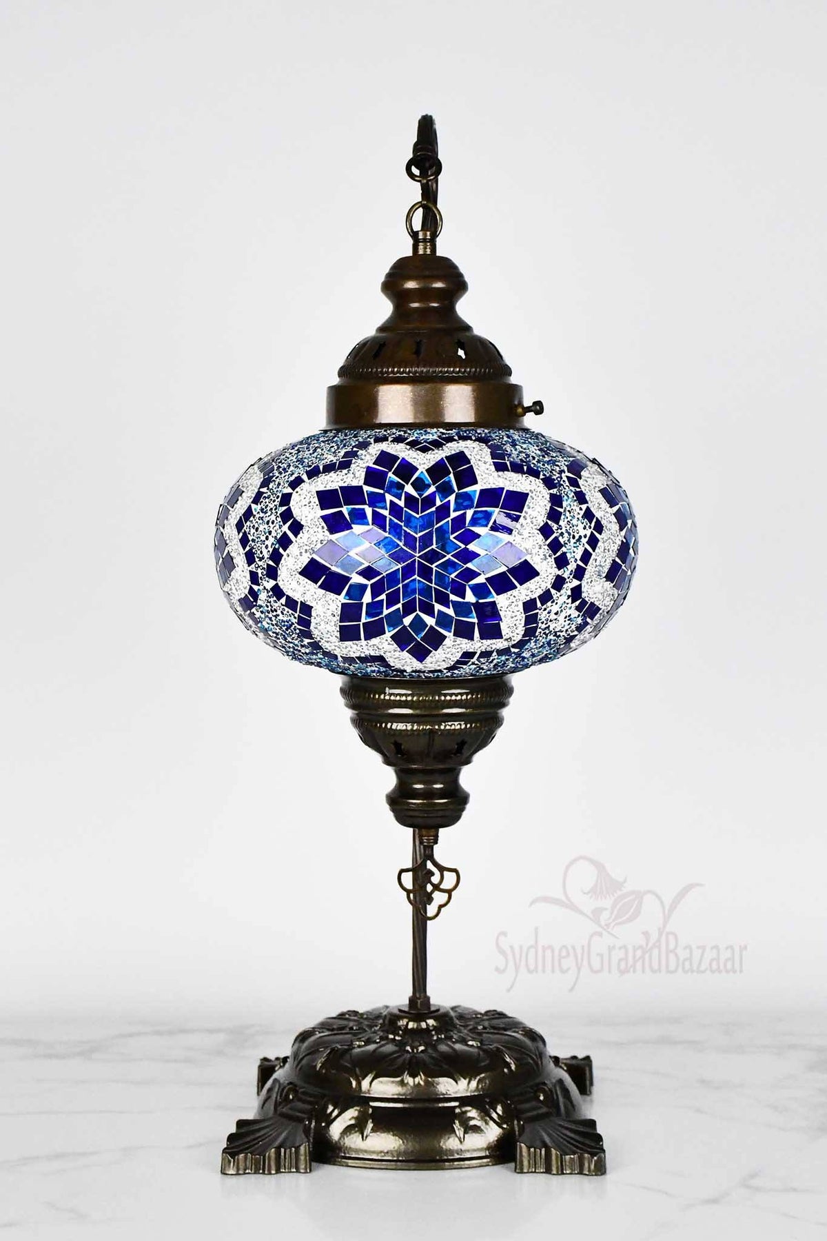 Turkish Lamp Large Blue Flower Design Lighting Sydney Grand Bazaar 