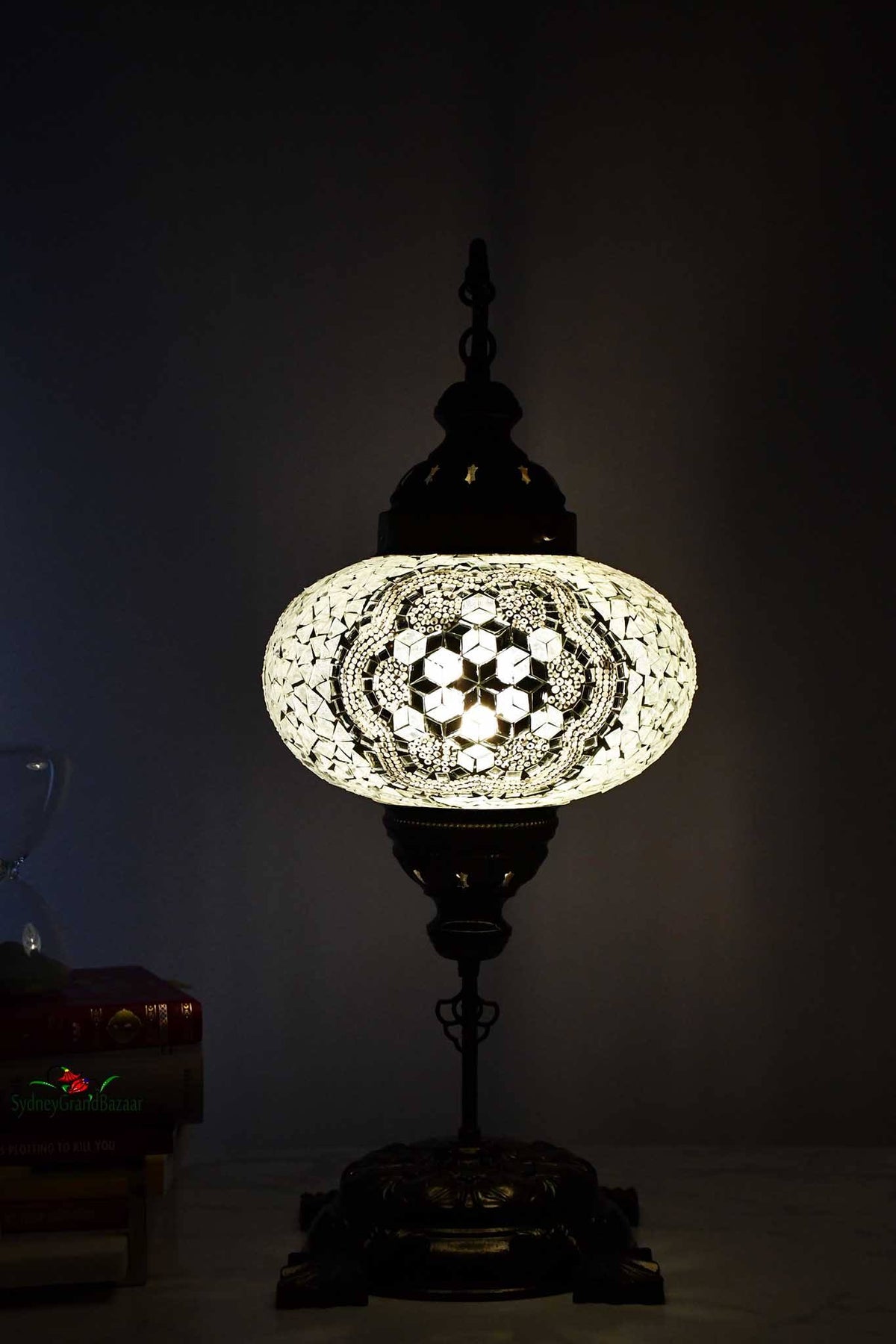 Turkish Lamp Large Clear White Flower Design Lighting Sydney Grand Bazaar 