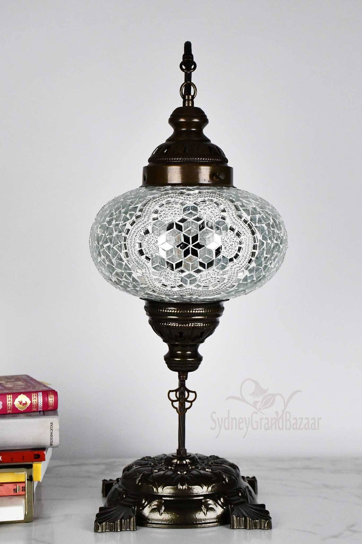 Turkish Lamp Large Clear White Flower Design Lighting Sydney Grand Bazaar 
