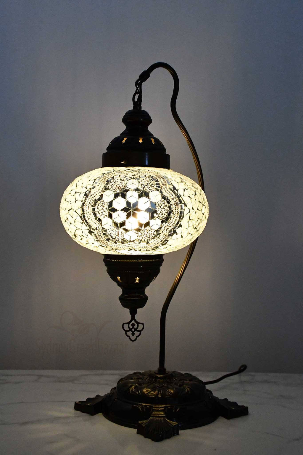 Turkish Lamp Large Clear White Flower Design Lighting Sydney Grand Bazaar 