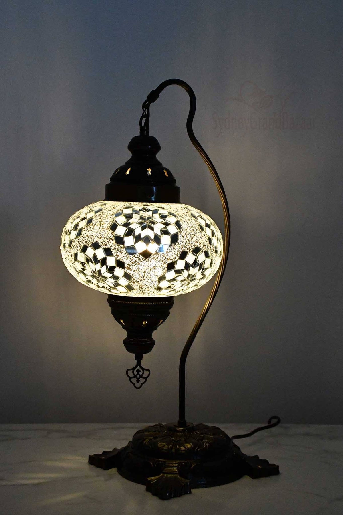 Turkish Lamp Large Clear White Multi Star Lighting Sydney Grand Bazaar 