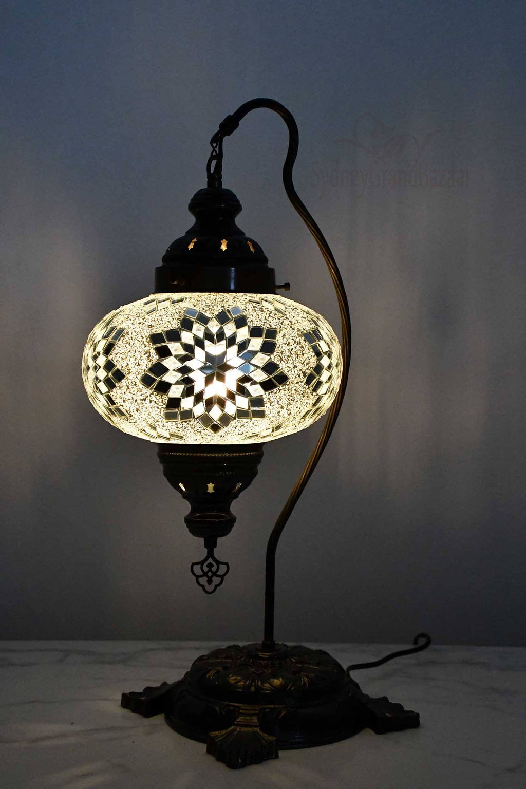 Turkish Lamp Large Clear White Star Design 1 Lighting Sydney Grand Bazaar 