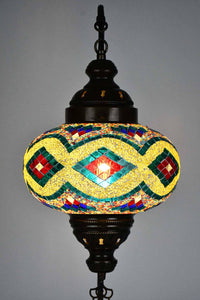 Turkish Lamp Large Colorful Kilim Green Yellow Lighting Sydney Grand Bazaar 