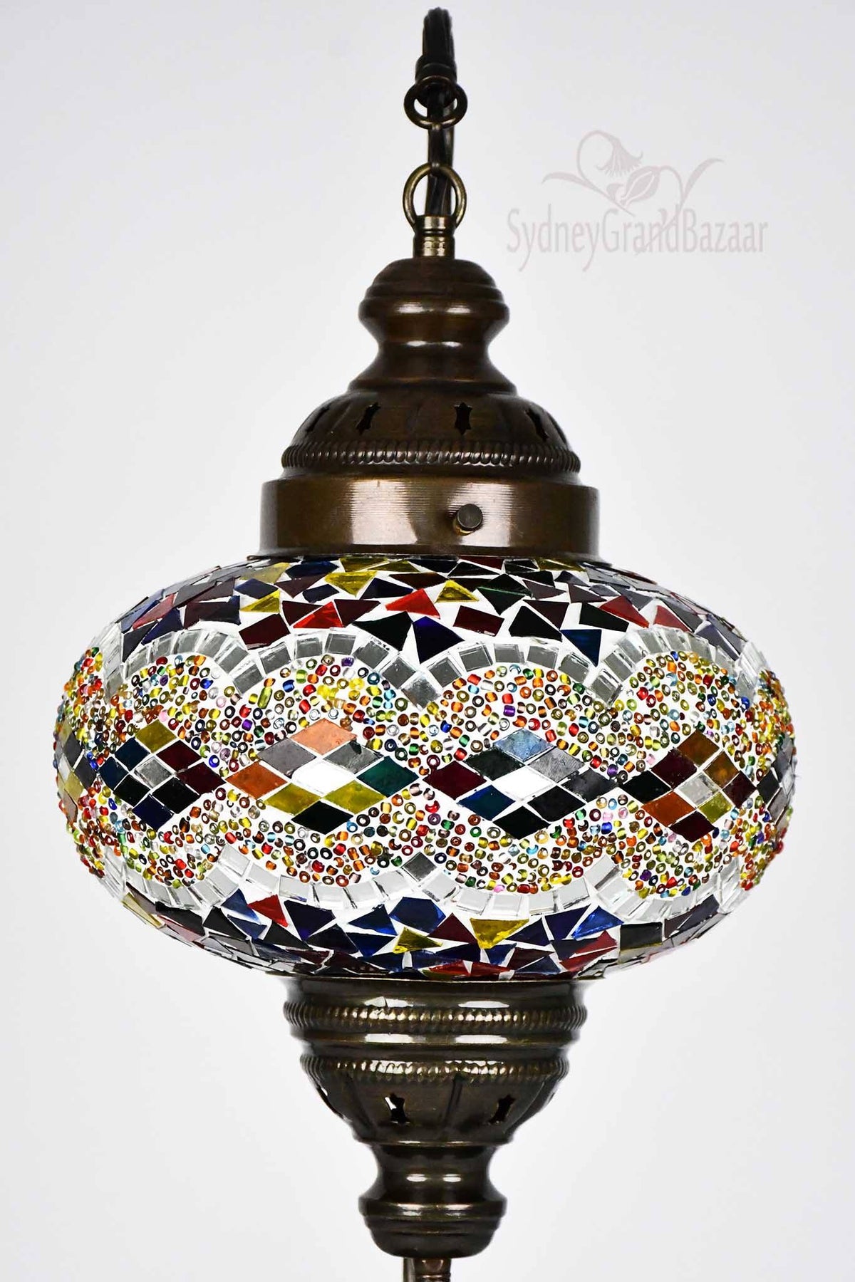 Turkish Lamp Large Colorful Mosaic Kilim Design 1 Lighting Sydney Grand Bazaar 