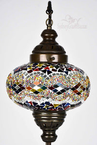 Turkish Lamp Large Colorful Mosaic Kilim Design 1 Lighting Sydney Grand Bazaar 