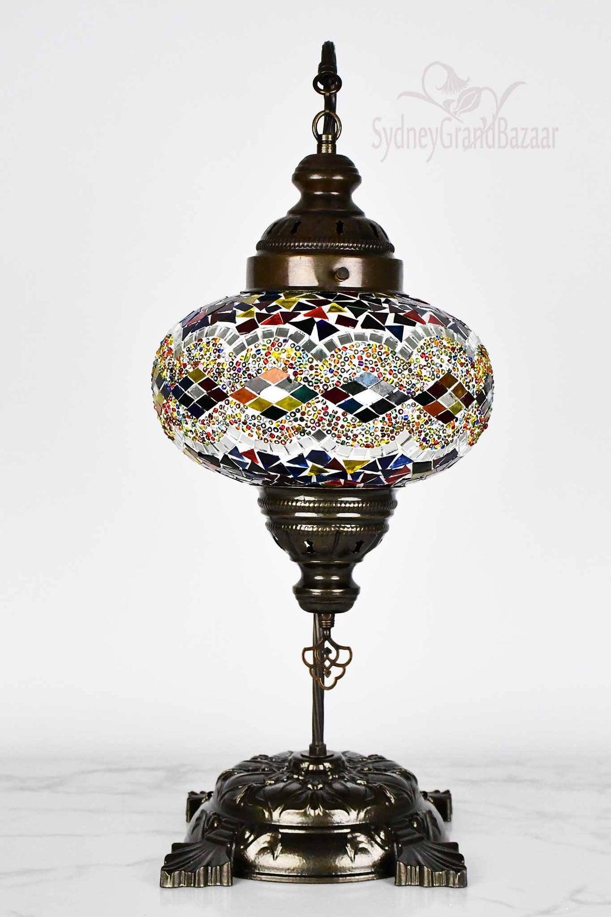 Turkish Lamp Large Colorful Mosaic Kilim Design 1 Lighting Sydney Grand Bazaar 
