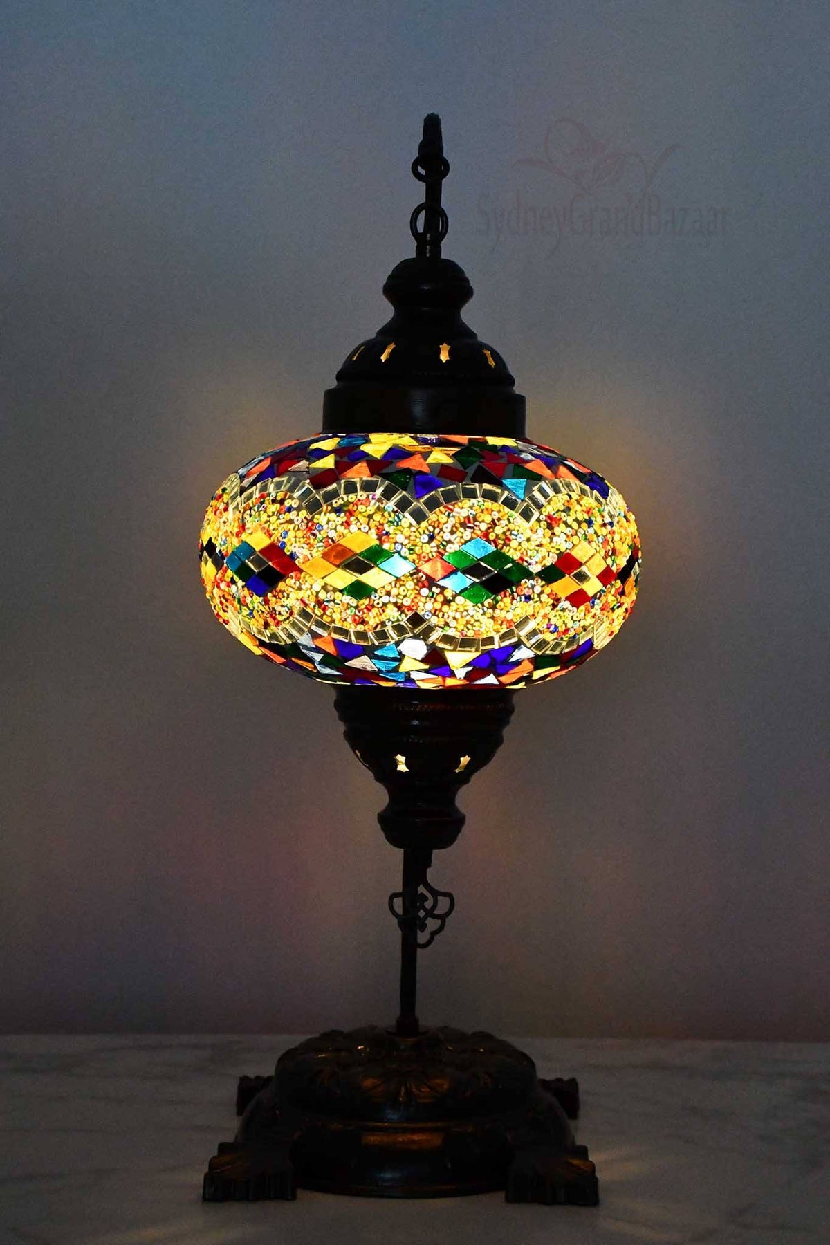 Turkish Lamp Large Colorful Mosaic Kilim Design 1 Lighting Sydney Grand Bazaar 