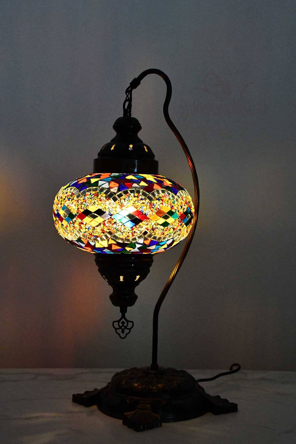 Turkish Lamp Large Colorful Mosaic Kilim Design 1 Lighting Sydney Grand Bazaar 