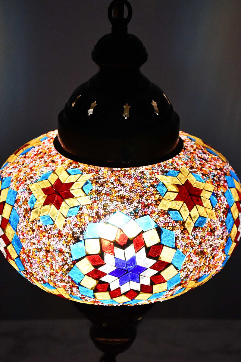 Turkish Lamp Large Colorful Multi Star Blue Yellow Lighting Sydney Grand Bazaar 