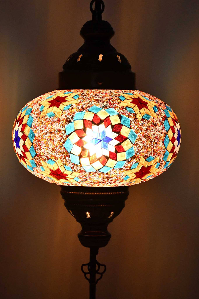 Turkish Lamp Large Colorful Multi Star Blue Yellow Lighting Sydney Grand Bazaar 