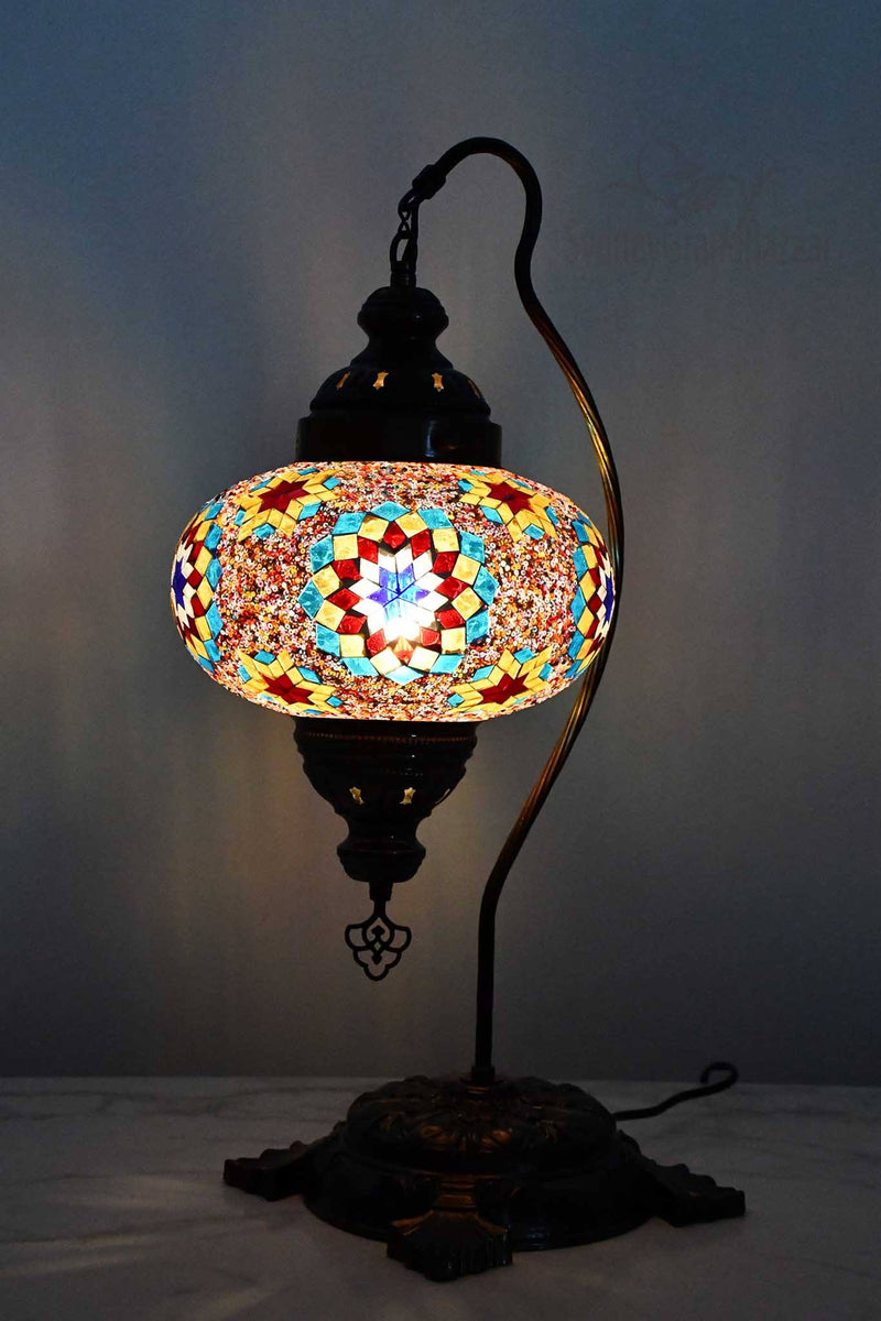 Turkish Lamp Large Colorful Multi Star Blue Yellow Lighting Sydney Grand Bazaar 