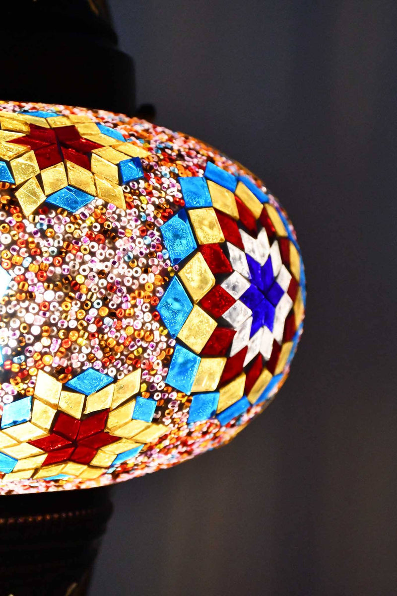 Turkish Lamp Large Colorful Multi Star Blue Yellow Lighting Sydney Grand Bazaar 