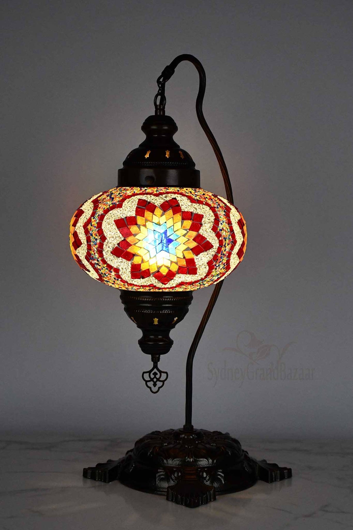 Turkish Lamp Large Colorful Red Flower Design Lighting Sydney Grand Bazaar 