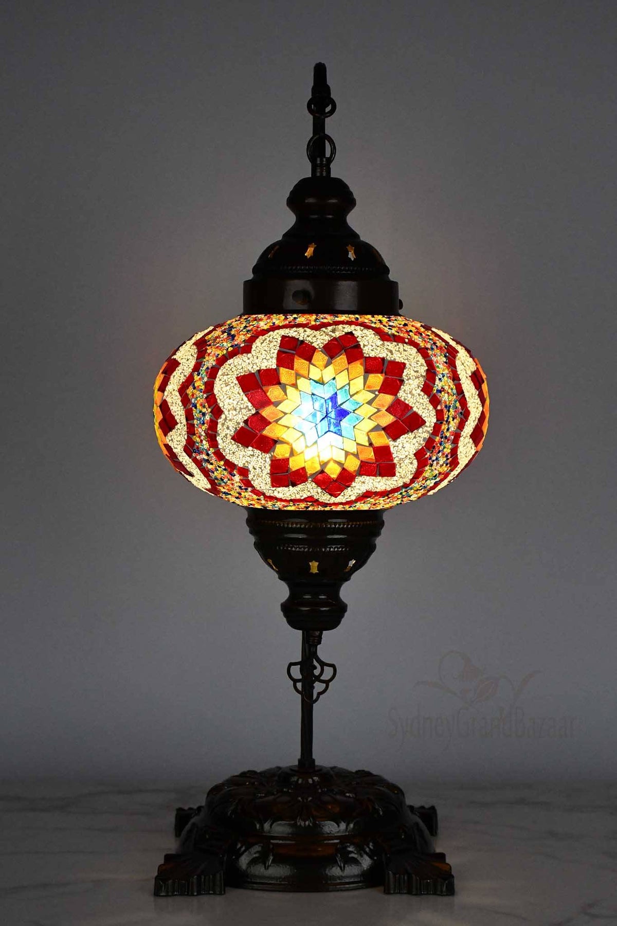 Turkish Lamp Large Colorful Red Flower Design Lighting Sydney Grand Bazaar 