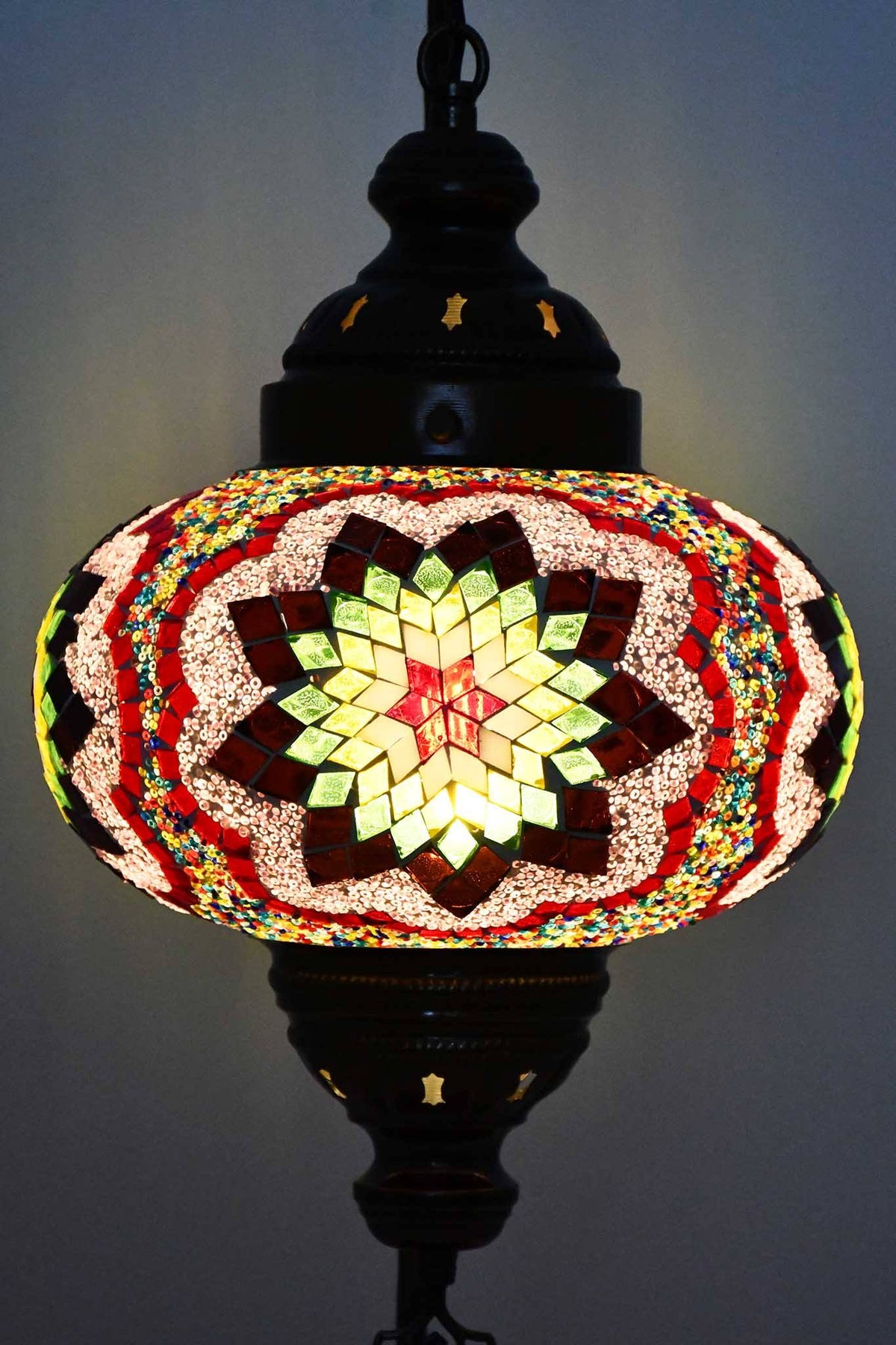 Turkish Lamp Large Colorful Red Green Flower Design Lighting Sydney Grand Bazaar 