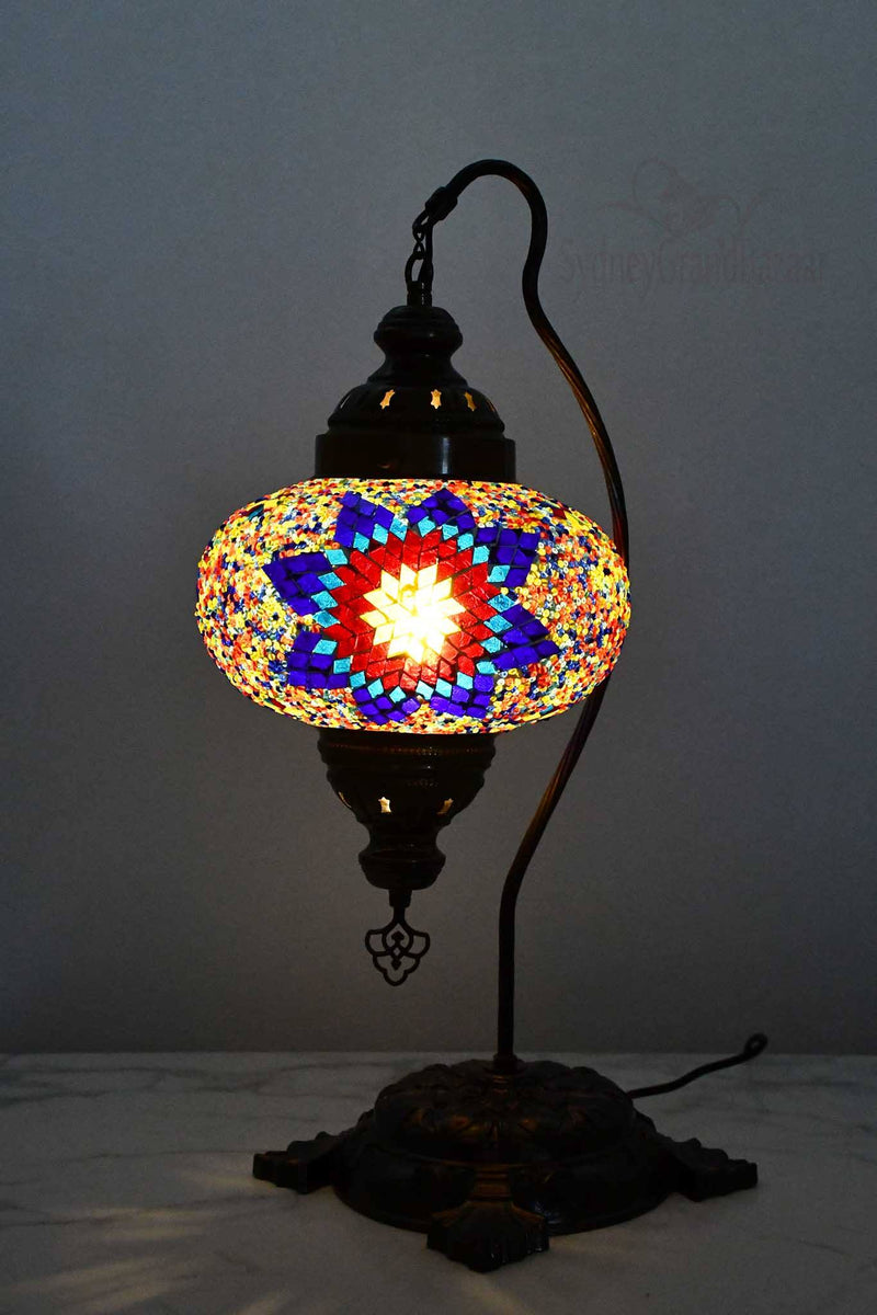 Turkish Lamp Large Colorful Star Blue Yellow