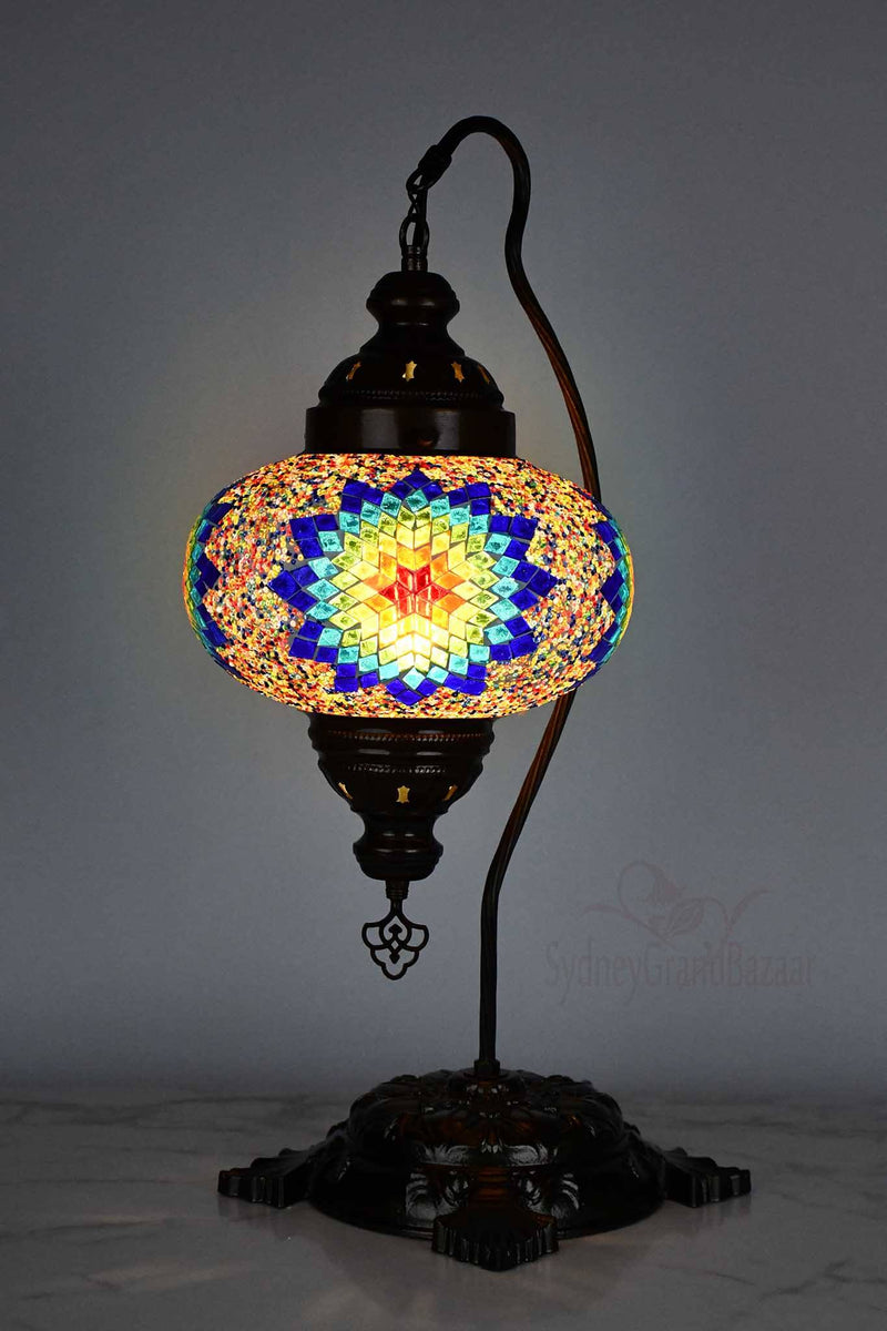 Turkish Lamp Large Colorful Red Green Flower Design