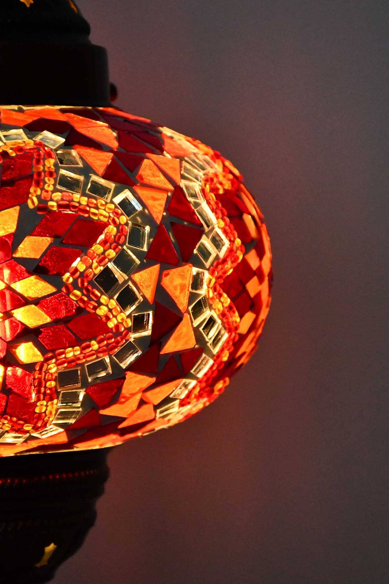 Turkish Lamp Large Red Orange Mosaic Flower Lighting Sydney Grand Bazaar 