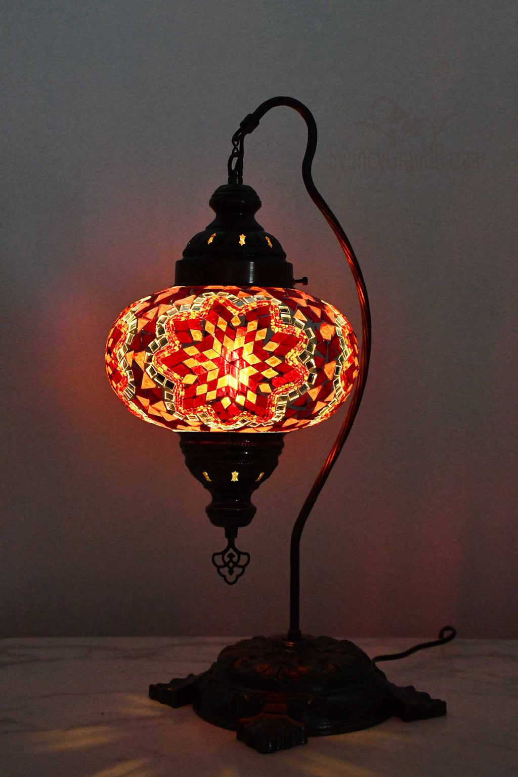 Turkish Lamp Large Red Orange Mosaic Flower Lighting Sydney Grand Bazaar 