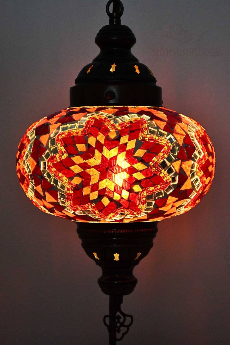 Turkish Lamp Large Red Orange Mosaic Flower Lighting Sydney Grand Bazaar 