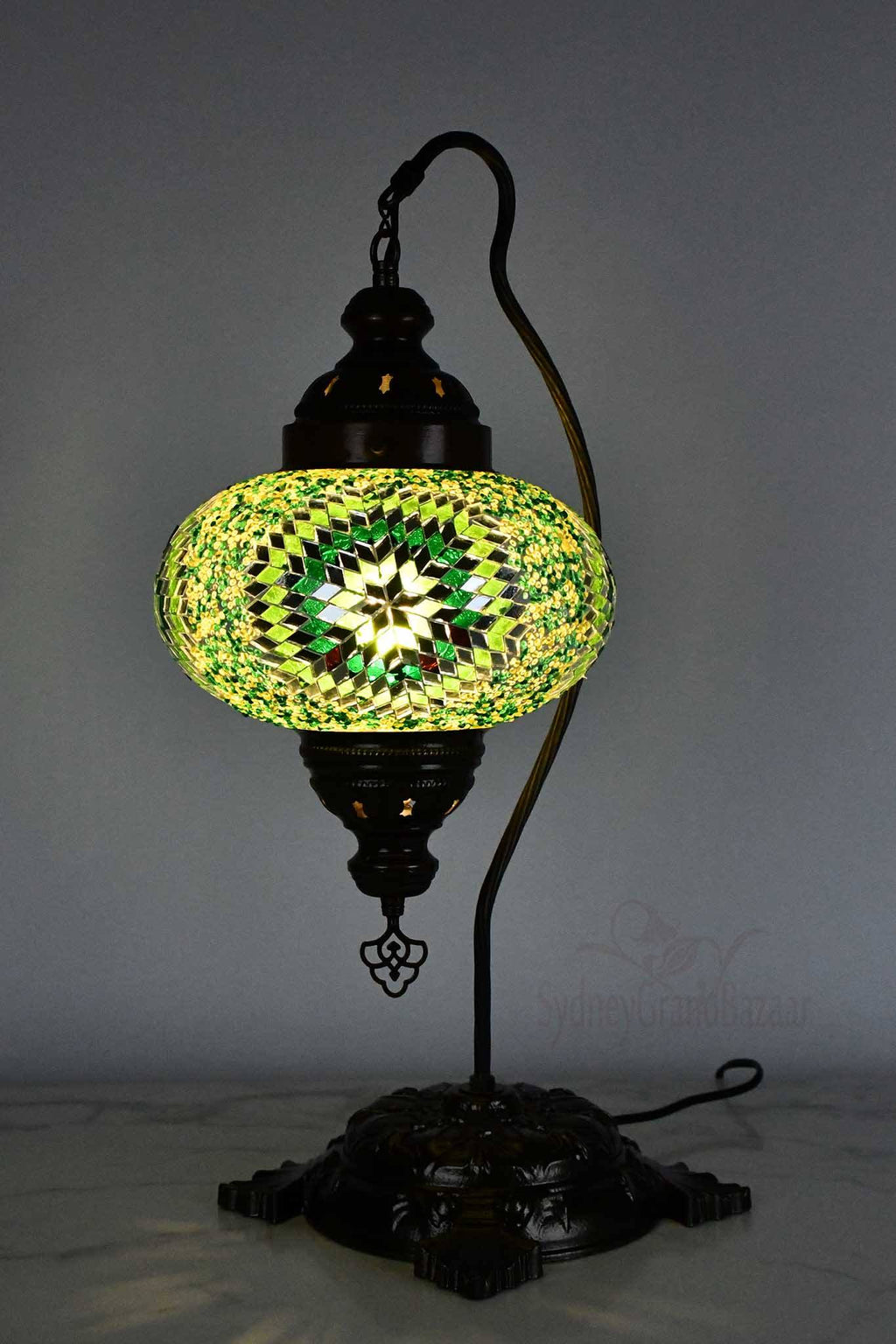 Turkish Lamp Large Star Bead Green Design 1 Lighting Sydney Grand Bazaar 