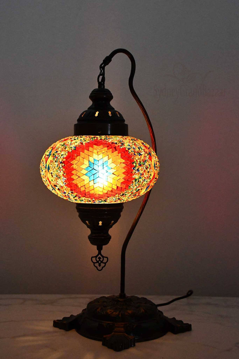 Turkish Lamp Large Colorful Multi Star Blue Yellow