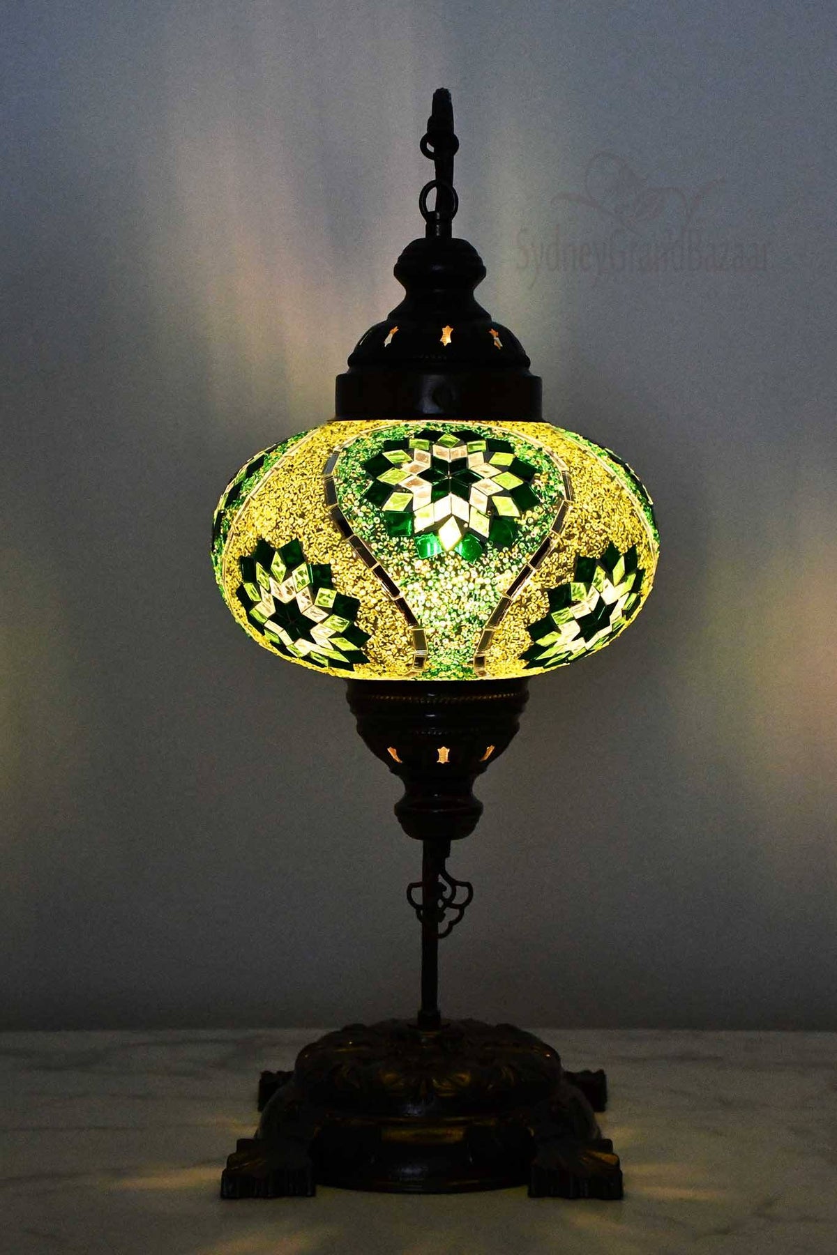 Turkish Lamp Large Star Wave Green Lighting Sydney Grand Bazaar 