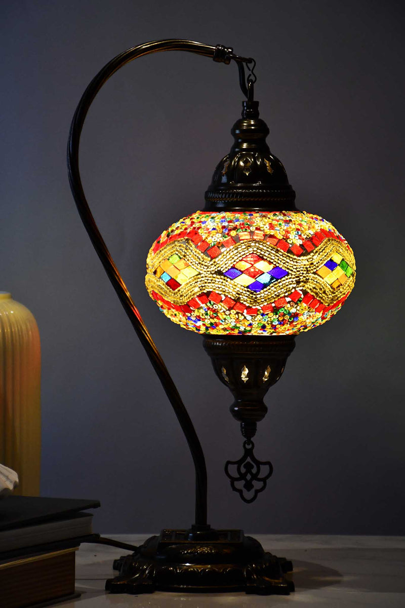 Turkish Lamp Multicoloured Golden Red Kilim Lighting Sydney Grand Bazaar 